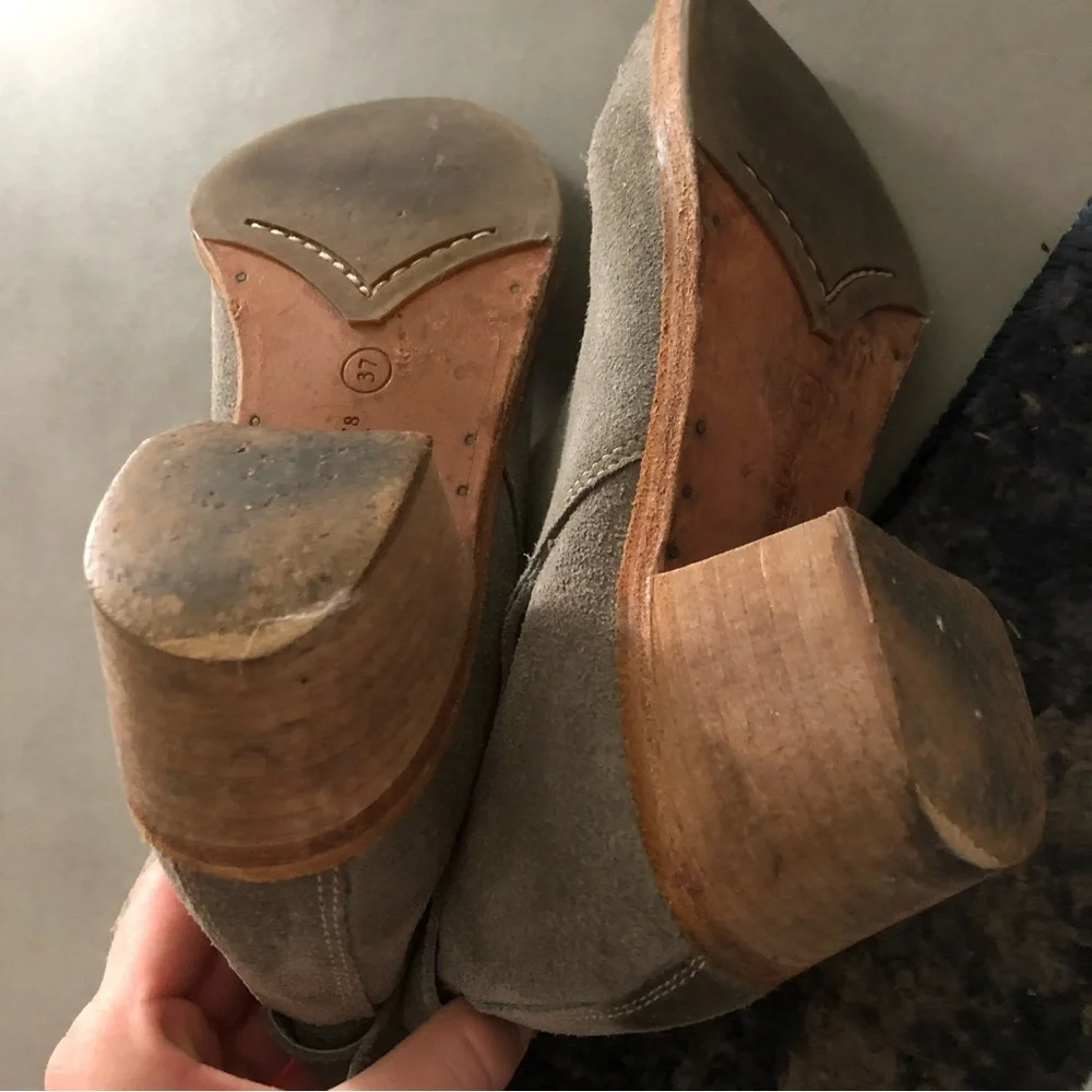 All Saints Grey Suede Heeled Booties